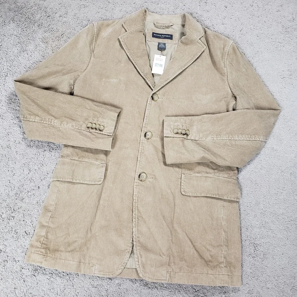 NEW Vintage Banana Republic Blazer Jacket Men S Tan Corduroy Sport Coat‎ Y2K